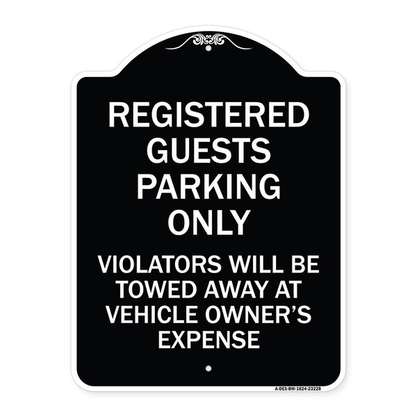 Registered Guest Parking Only Violators Will Be Towed Away at Vehicle Owners Expense, BW-1824-23228